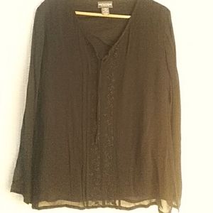 Notations Clothing Co. Sheer Lined Beaded Top Size L